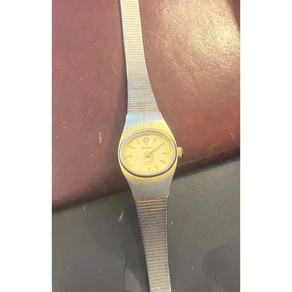 Womn's Nelsonic Diamond Dress Watch, Gold Tone, Adjustable Link Band